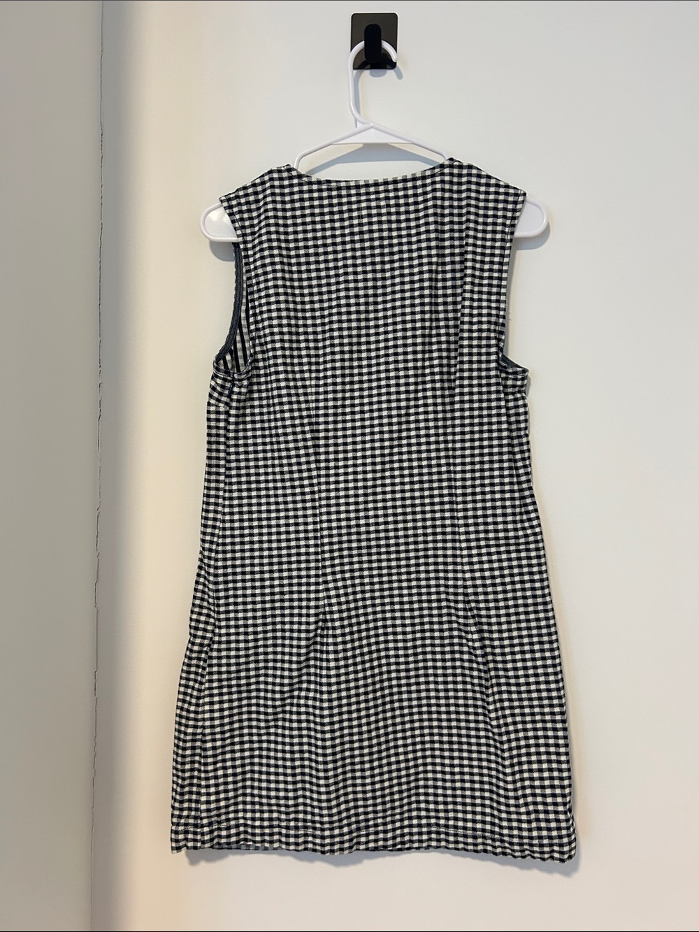 GAP x DOEN Black & White Gingham Sleeveless Dress with Button Shoulder - Picture 3 of 3